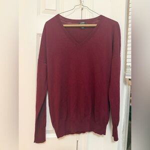 Lord and Taylor V-neck merino wool red sweater